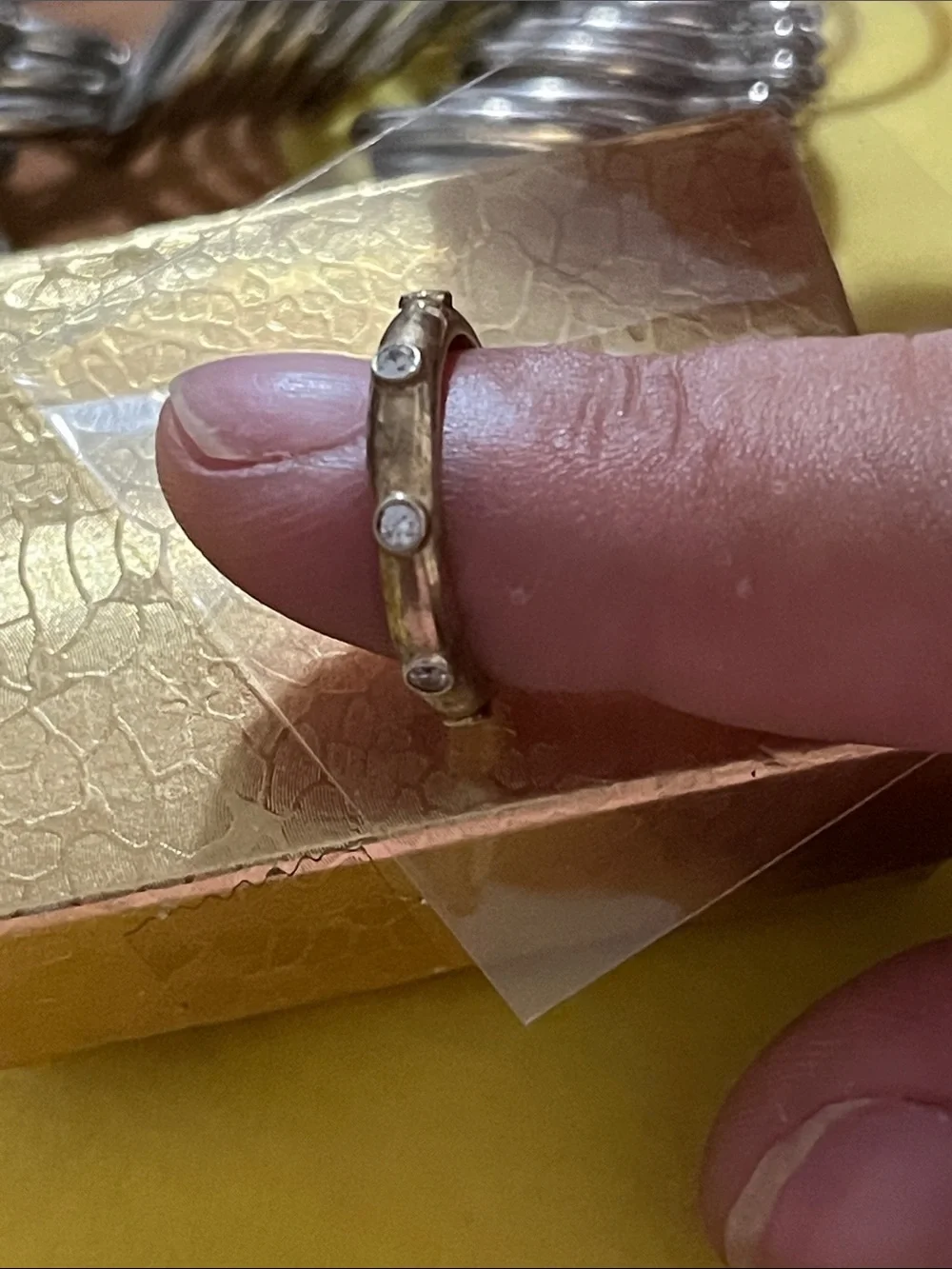 Gold Crystal Accent Stackable Ring - Picture 1 of 8